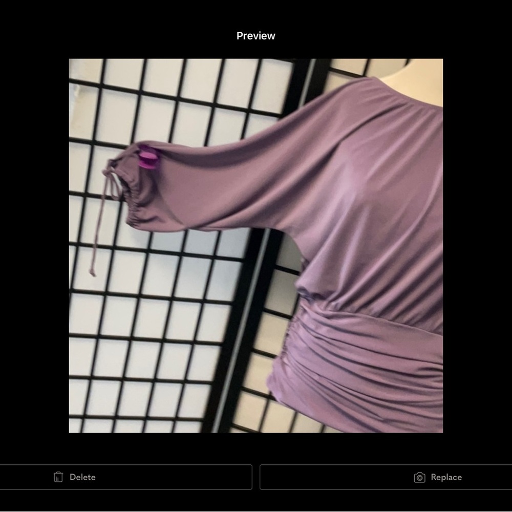 Lilac Ruched Waist Batwing Sleeve Top - Picture 7 of 8